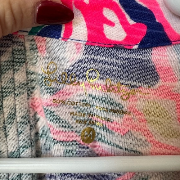 Lilly Pulitzer Amberly Swingy T Shirt Dress Iris Blue Casa Azul Floral Pintuck - Picture 3 of 6